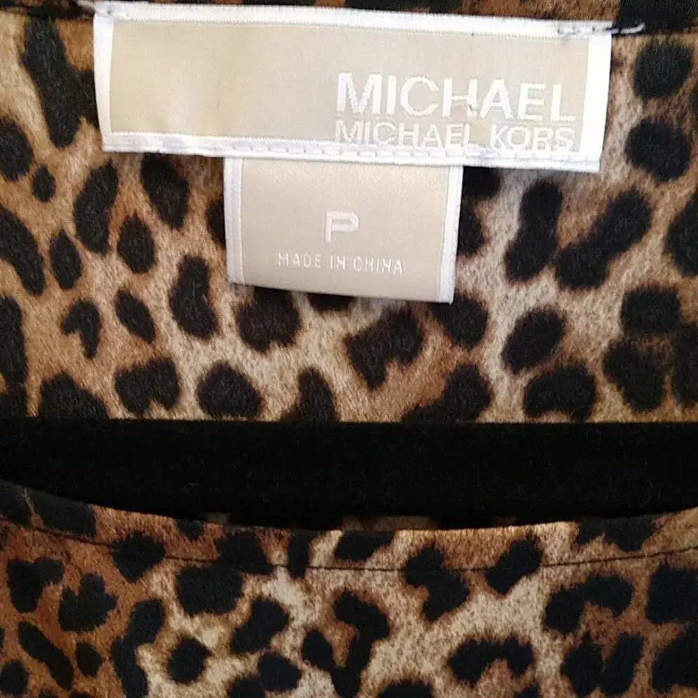 Michael Kors Leopard Short Sleeve Lined Dress sz S